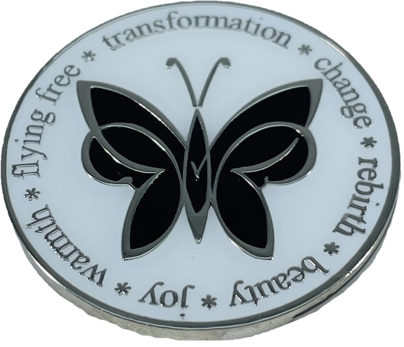 Keep it Simple AA/NA Bling Recovery Medallion - Black/White Crystallized