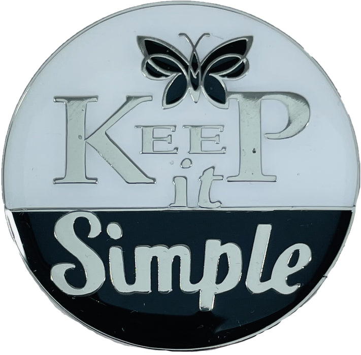 Keep it Simple AA/NA Recovery Medallion - Black/White/Silver
