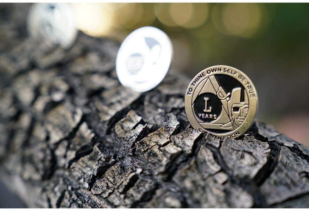 26 Year Raider Sober Nation AA/NA Recovery Medallion - 40mm Fancy Chip/Coin - Black/Silver