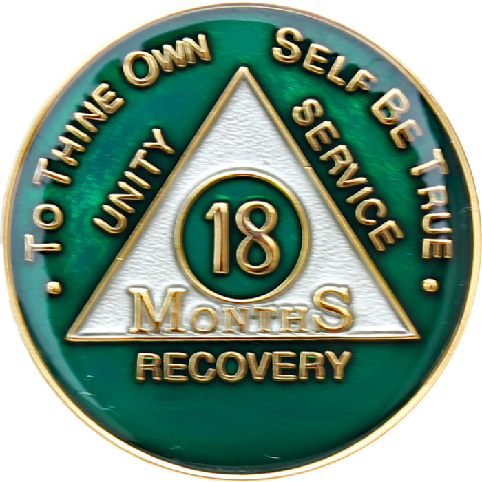 Recovery Mint 18 Months AA Medallion - Tri-Plate Chip/Coin - Green