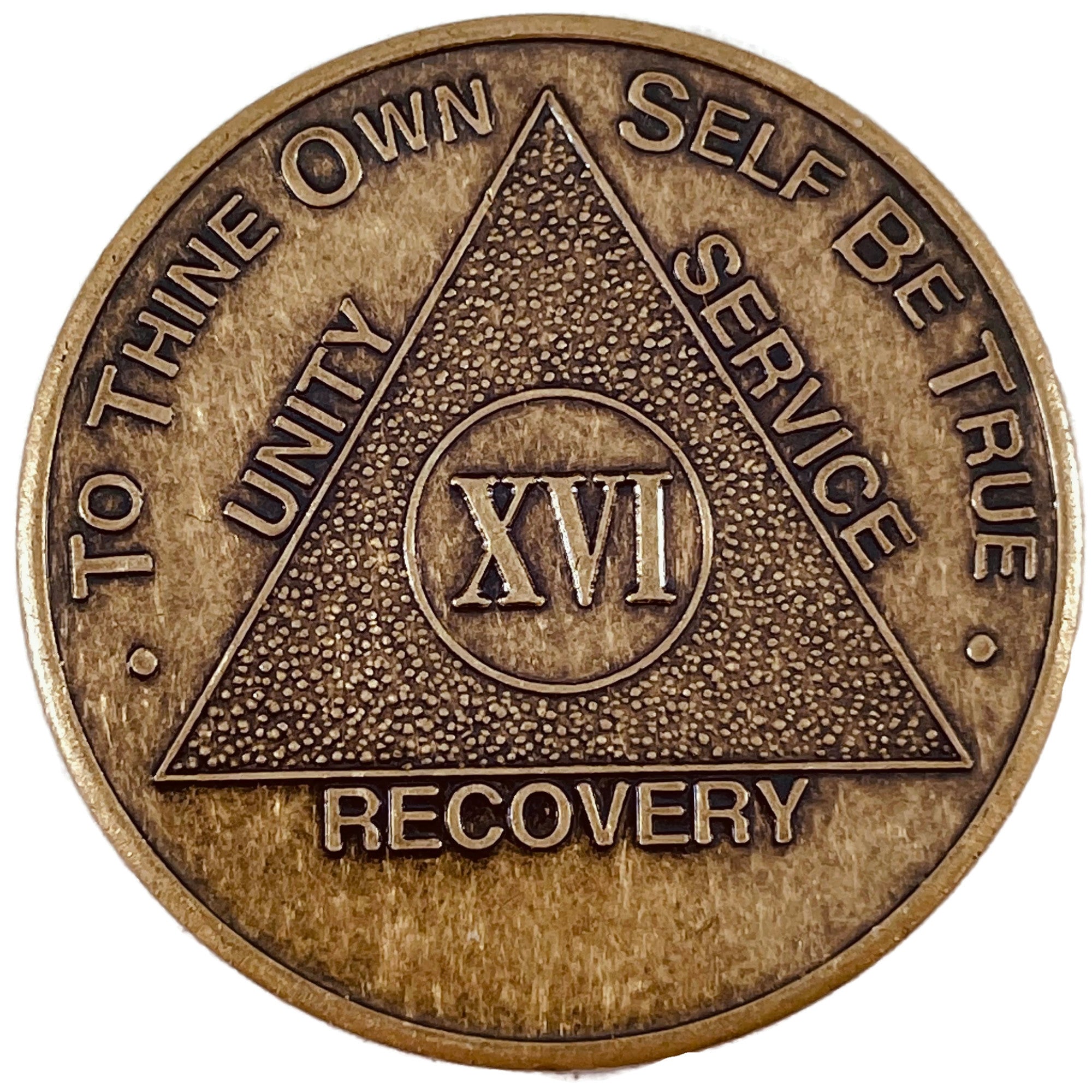 Aa Chip Script Recovery Chip Bronze 16 Year Bronze AA Medallion - Sobriety Chip For ...