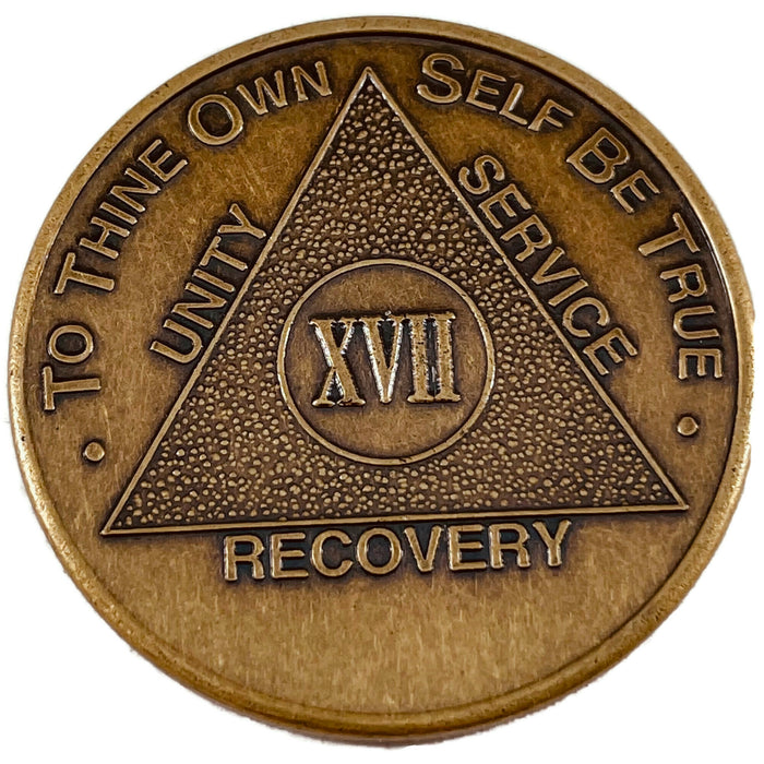 Recovery Mint 17 Year Bronze AA Meeting Chips - Seventeen Year Sobriety Coins/Tokens
