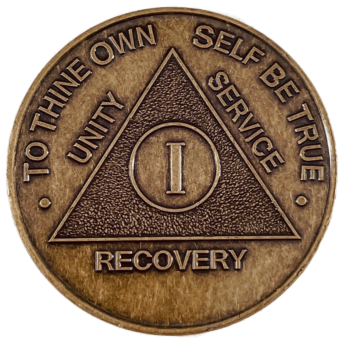 Traditional Bronze AA Meeting Chips - 1 to 60 Year Sobriety Medallions