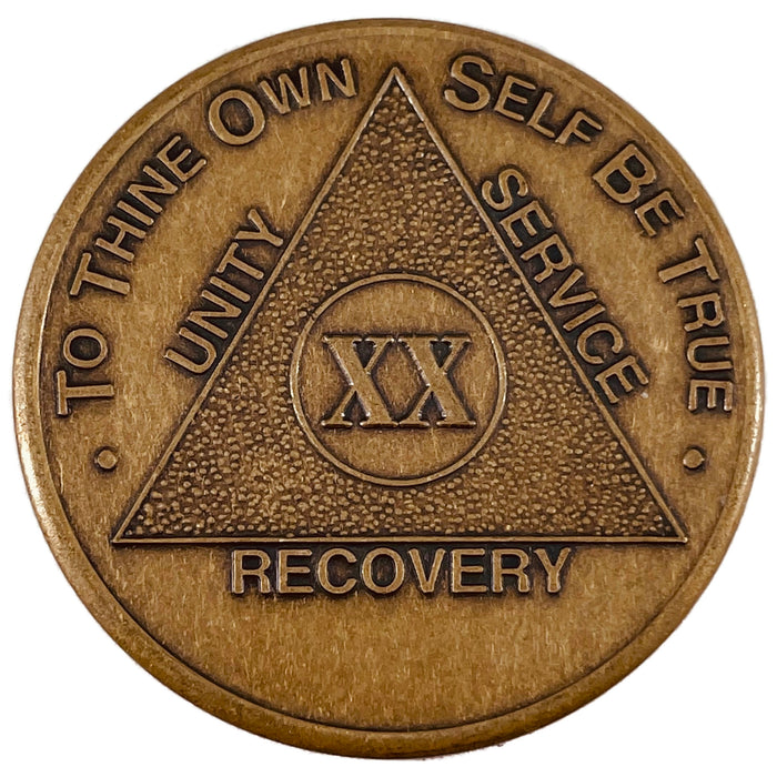 Recovery Mint 20 Year Bronze AA Meeting Chips - Twenty Year Sobriety Coins/Tokens