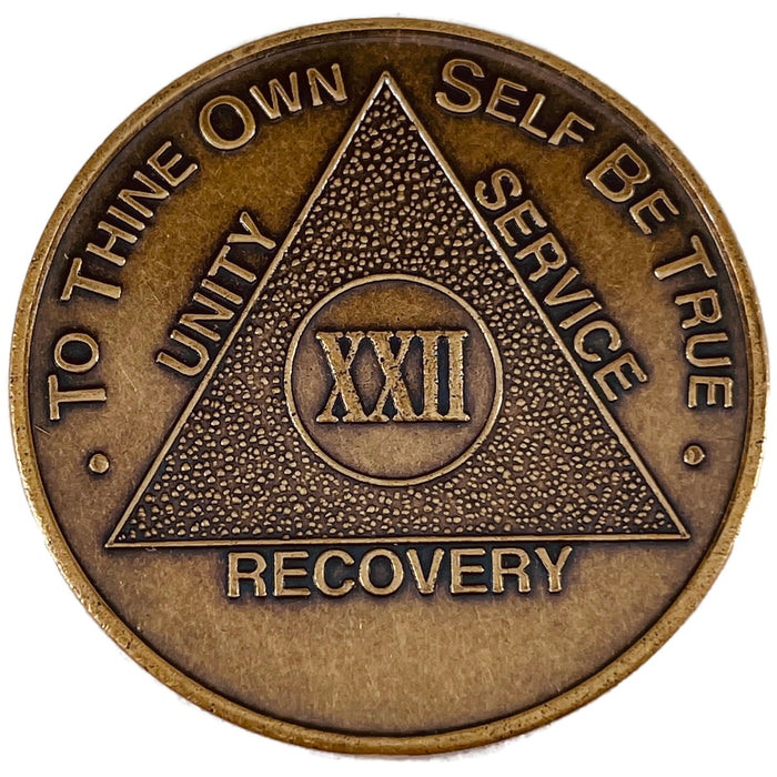 Recovery Mint 22 Year Bronze AA Meeting Chips - Twenty-Two Year Sobriety Coins/Tokens