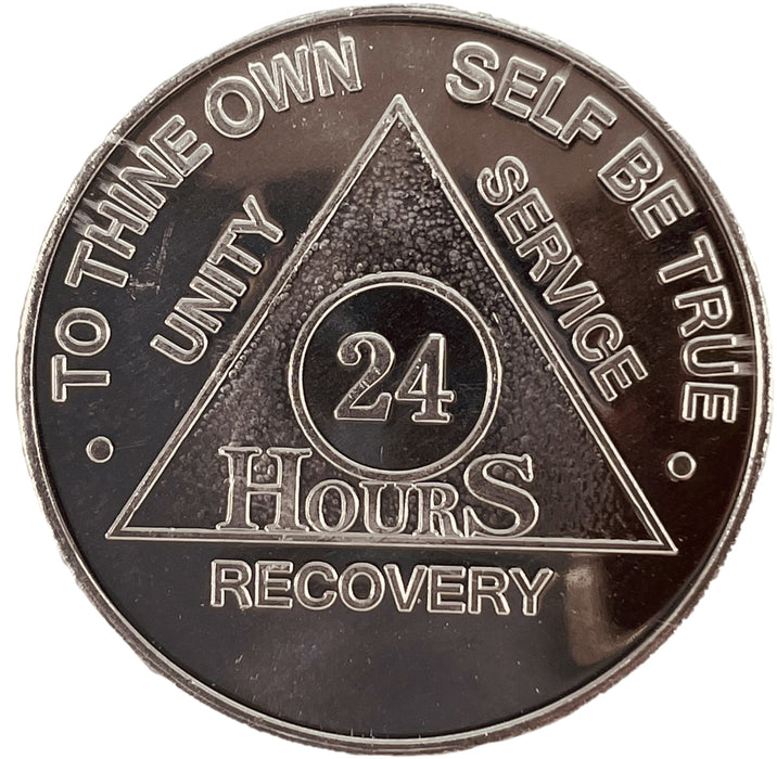 Recovery Mint Aluminum AA Meeting Chips - Newcomer Coins - 24 Hours Silver