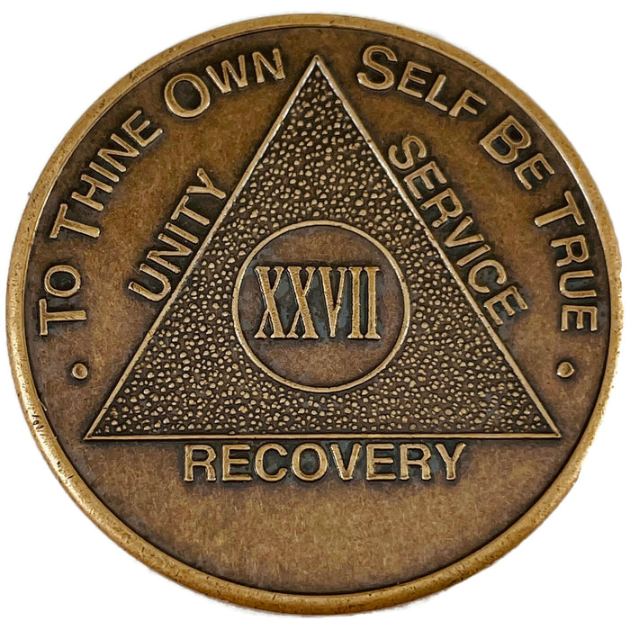 Recovery Mint 27 Year Bronze AA Meeting Chips - Twenty-Seven Year Sobriety Coins/Tokens