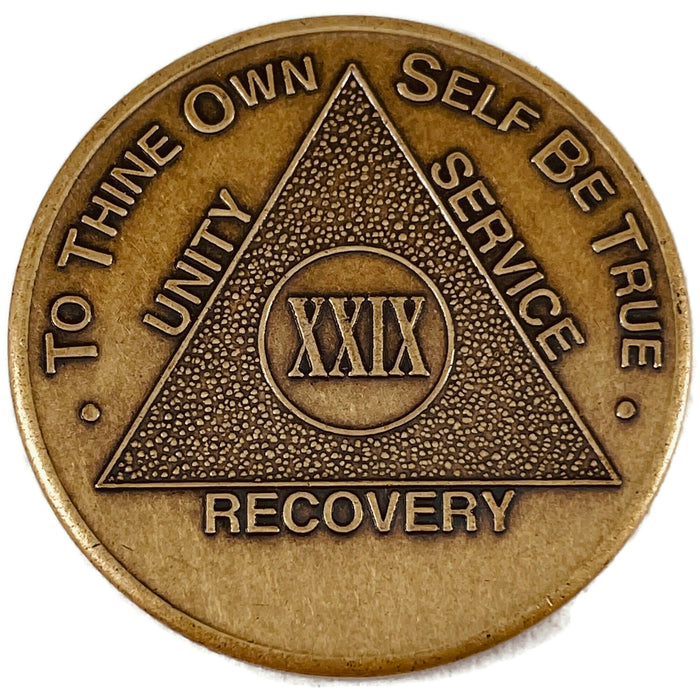 Recovery Mint 29 Year Bronze AA Meeting Chips - Twenty-Nine Year Sobriety Coins/Tokens