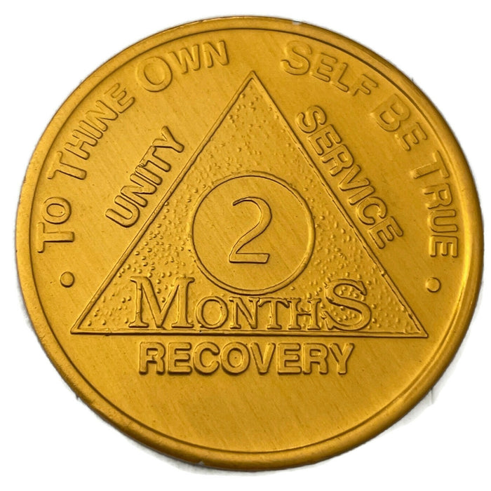 Recovery Mint Aluminum AA Meeting Chips - Newcomer Coins - 2 Months Gold
