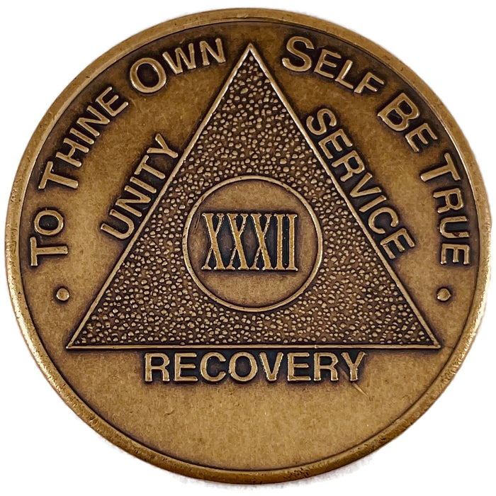 Recovery Mint 32 Year Bronze AA Meeting Chips - Thirty-Two Year Sobriety Coins/Tokens