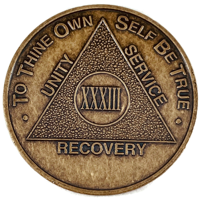 Recovery Mint 33 Year Bronze AA Meeting Chips - Thirty-Three Year Sobriety Coins/Tokens