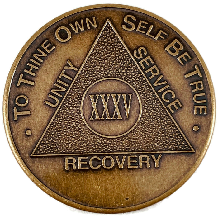 Recovery Mint 35 Year Bronze AA Meeting Chips - Thirty-Five Year Sobriety Coins/Tokens