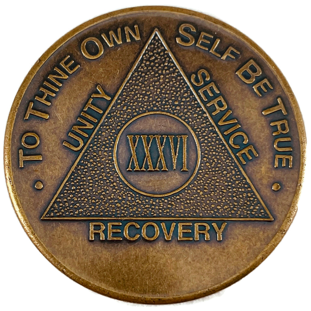 thumbnail image 2 of Sobriety Phoenix AA Medallion - Out Of Ashes Addiction Recovery Challenge Coin With Serenity Prayer 2 of 10