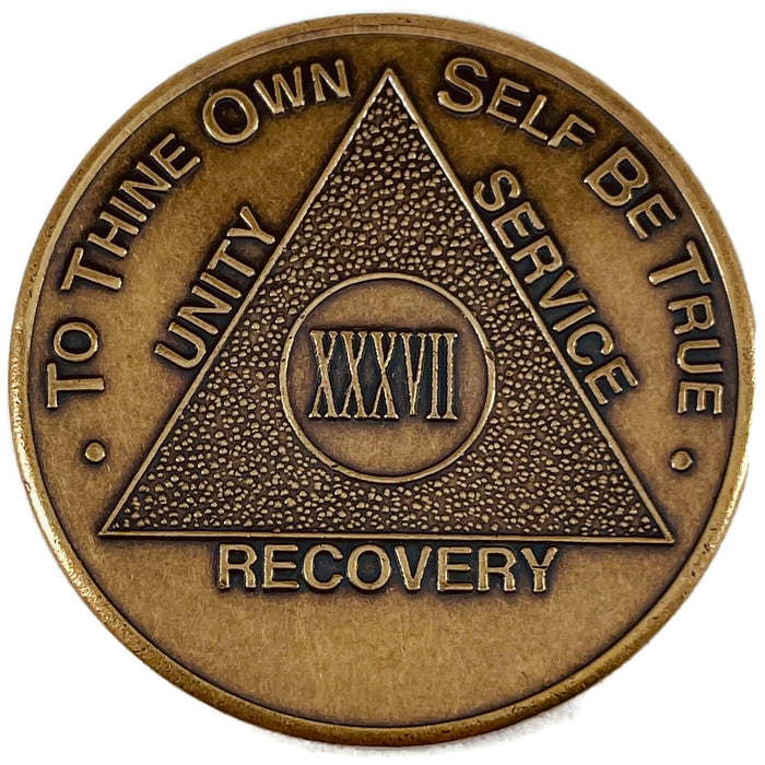 Recovery Mint 37 Year Bronze AA Meeting Chips - Thirty-Seven Year Sobriety Coins/Tokens