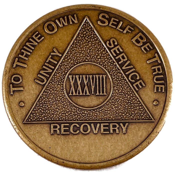 Recovery Mint 38 Year Bronze AA Meeting Chips - Thirty-Eight Year Sobriety Coins/Tokens