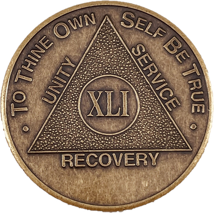 Recovery Mint 41 Year Bronze AA Meeting Chips - Forty-One Year Sobriety Coins/Tokens