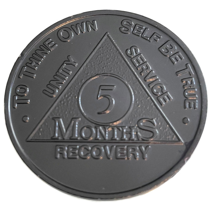 Recovery Mint Aluminum AA Meeting Chips - Newcomer Coins - 5 Months Black