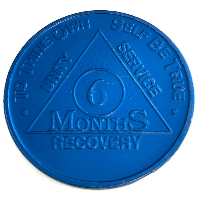 Recovery Mint Aluminum AA Meeting Chips - Newcomer Coins - 6 Months Blue