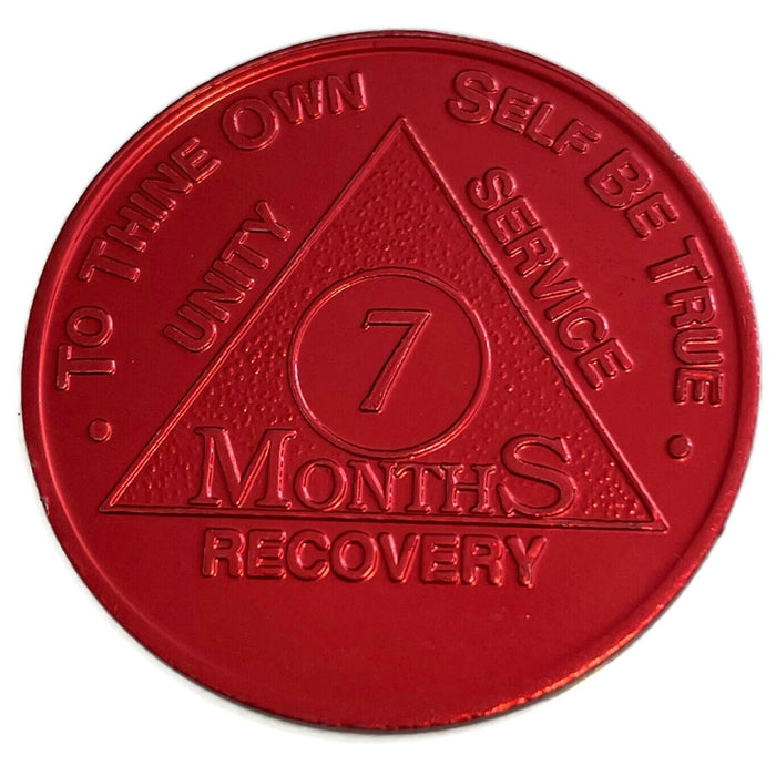 Recovery Mint Aluminum AA Meeting Chips - Newcomer Coins - 7 Months Red