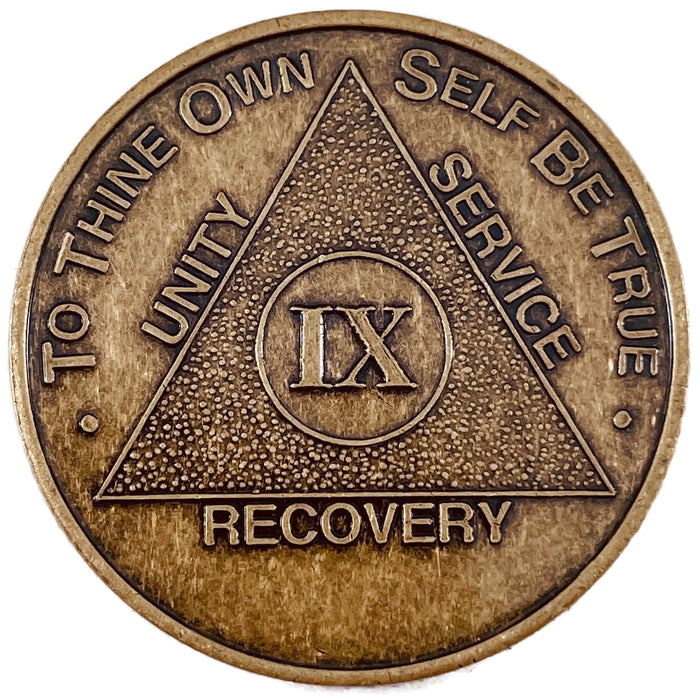 Recovery Mint 9 Year Bronze AA Meeting Chips - Nine Year Sobriety Coins/Tokens