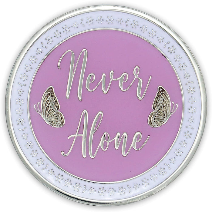 Recovery Sisters - Never Alone AA/NA Affirmation Sobriety Medallion - Pink/White