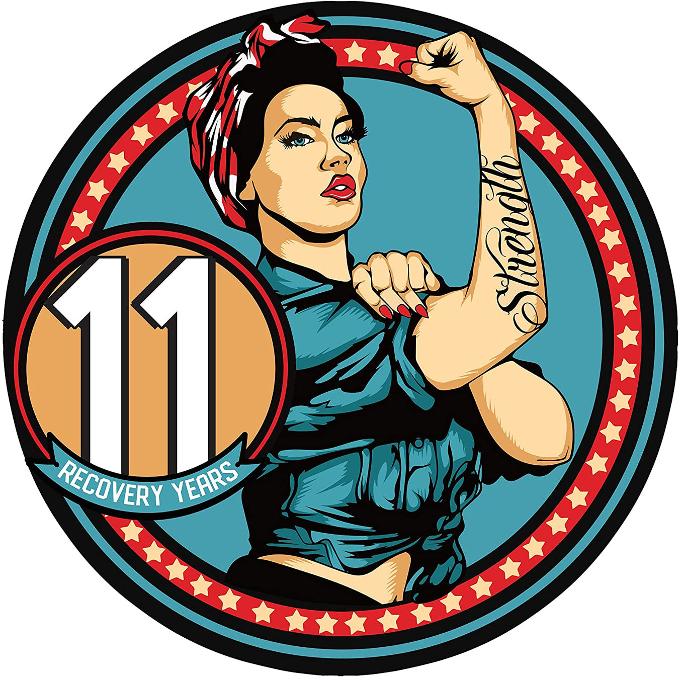 Rosie the Riveter AA/NA Recovery Medallions - Sober Anniversary Birthday Chips/Coins
