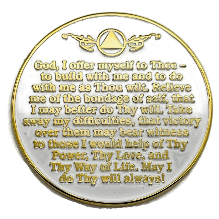 4 Year Sobriety Mint Twisted Tree of Life Gold Plated AA Recovery Medallion - Four Year Chip/Coin - White