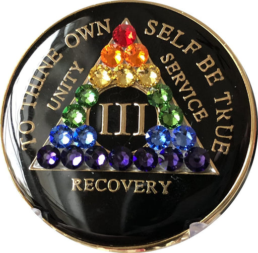 AA Alcoholics Anonymous 3 Year Medallion Chip & Stand Holder Bronze with Serenit