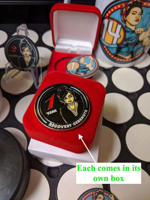 Woman Serenity 9 Year AA/NA Sobriety Medallion - Tri-Plate Nine Year Chip/Coin