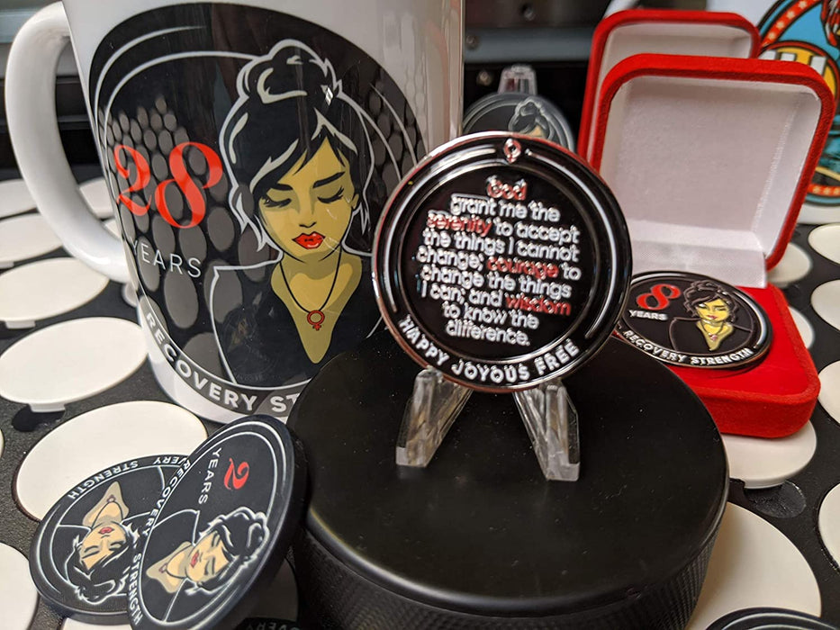 Woman Serenity 9 Year AA/NA Sobriety Medallion - Tri-Plate Nine Year Chip/Coin