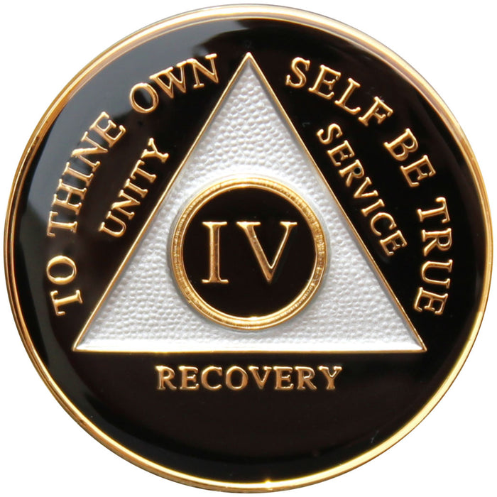 Recovery Mint 4 Year AA Medallion - Tri-Plate Four Year Chip/Coin - Black