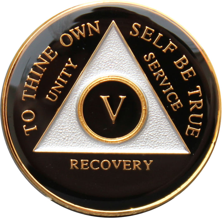 Recovery Mint 5 Year AA Medallion - Tri-Plate Five Year Chip/Coin - Black