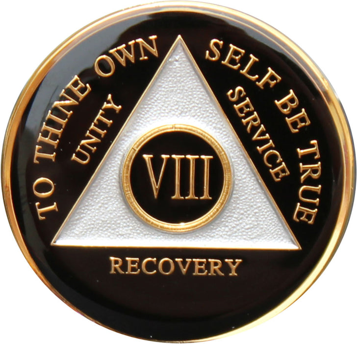 Recovery Mint 8 Year AA Medallion - Tri-Plate Eight Year Chip/Coin - Black