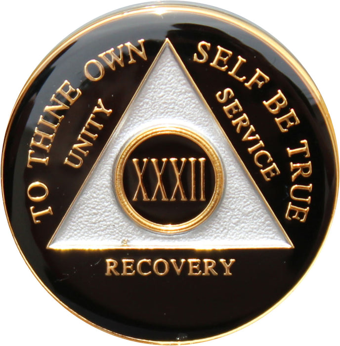 Recovery Mint 32 Year AA Medallion - Tri-Plate Thirty-Two Year Chip/Coin - Black