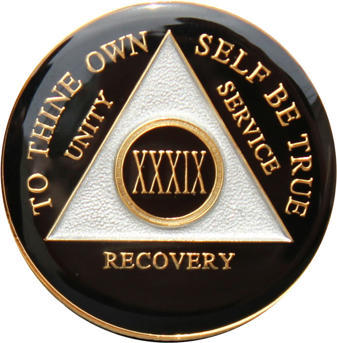 Recovery Mint 39 Year AA Medallion - Tri-Plate Thirty-Nine Year Chip/Coin - Black