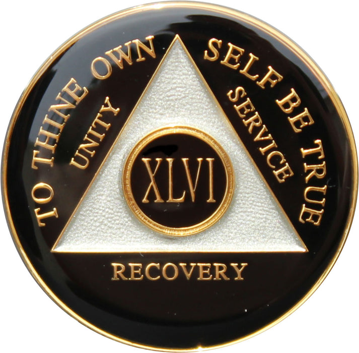 Recovery Mint 46 Year AA Medallion - Tri-Plate Forty-Six Year Chip/Coin - Black