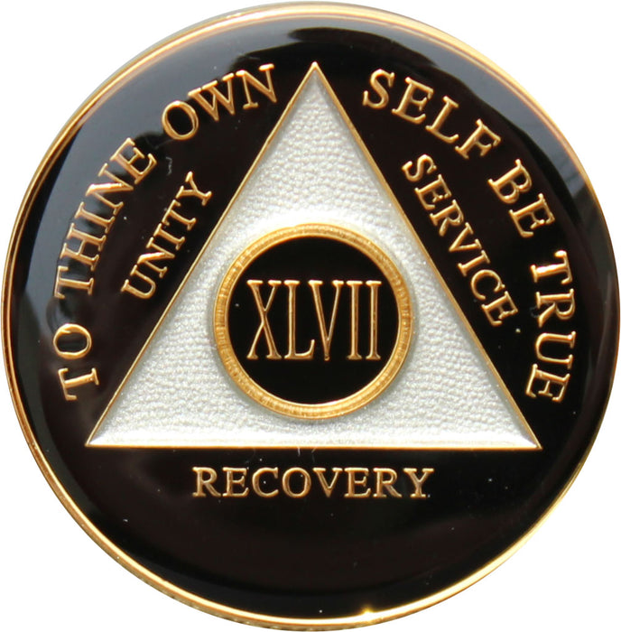 Recovery Mint 47 Year AA Medallion - Tri-Plate Forty-Seven Year Chip/Coin - Black
