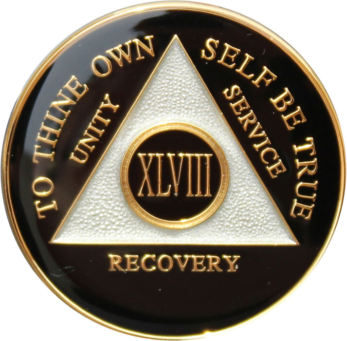 Recovery Mint 48 Year AA Medallion - Tri-Plate Forty-Eight Year Chip/Coin - Black