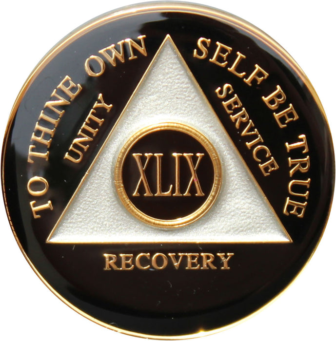 Recovery Mint 49 Year AA Medallion - Tri-Plate Forty-Nine Year Chip/Coin - Black