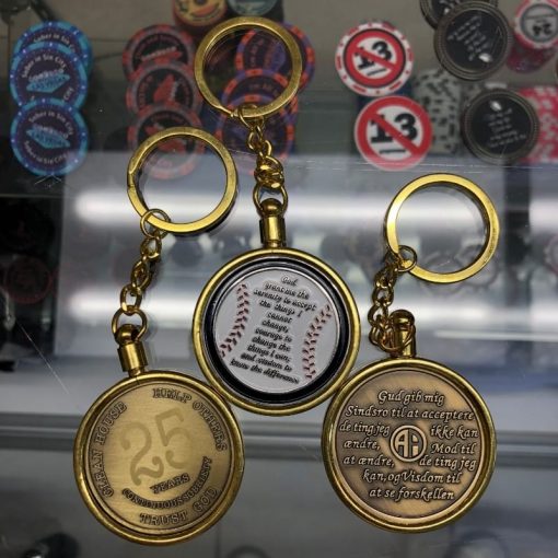 40mm AA Medallion Keychain - Tri-Plate Chip/Coin/Token Holder - Gold